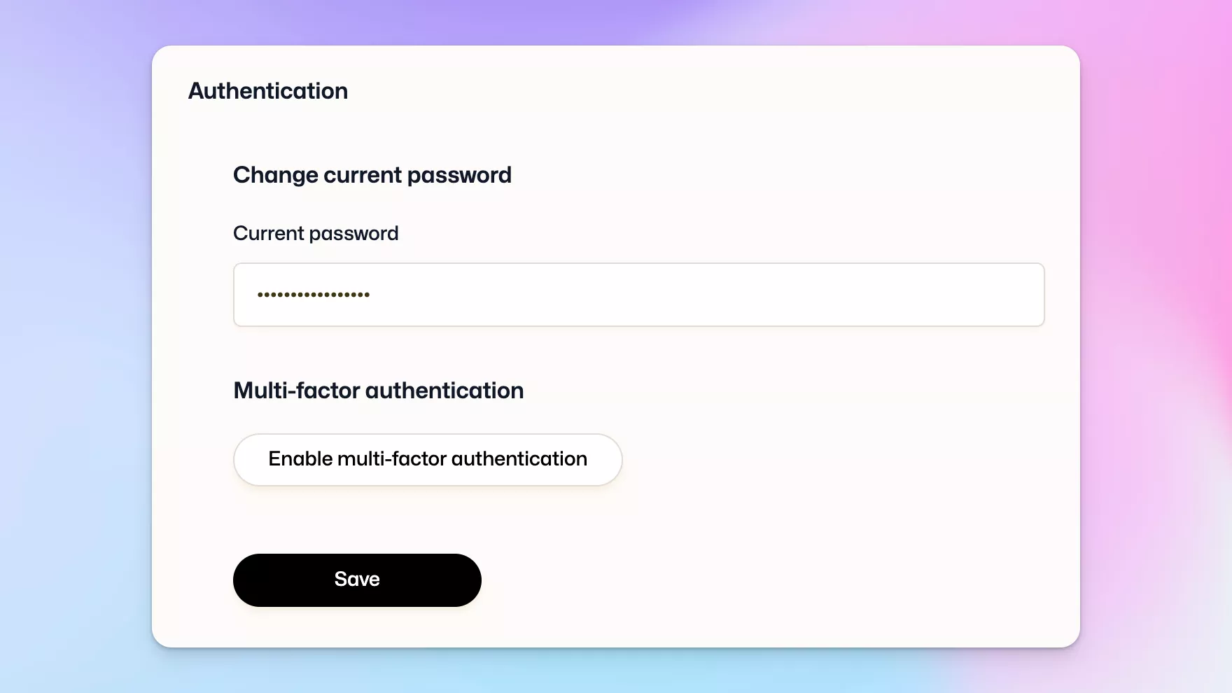 Multi-factor authentication setting