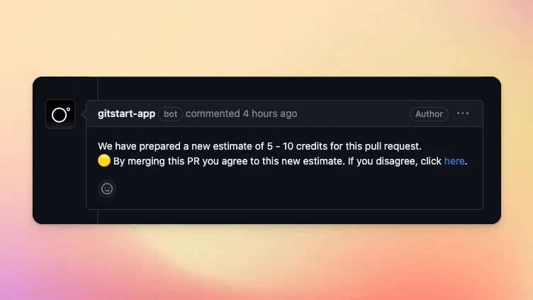 New Estimate Comment in PR